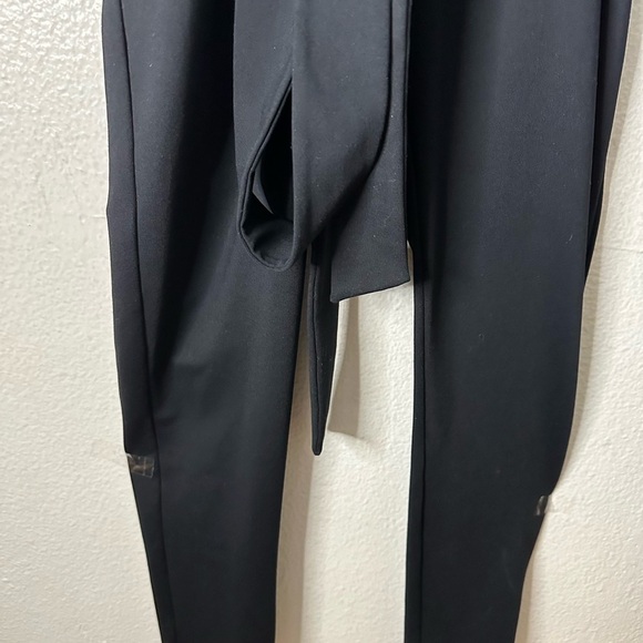 BEBE Black Long Sleeves Eye Lash Lace Cocktail Holiday Small Jumpsuit BNWT - Picture 5 of 8